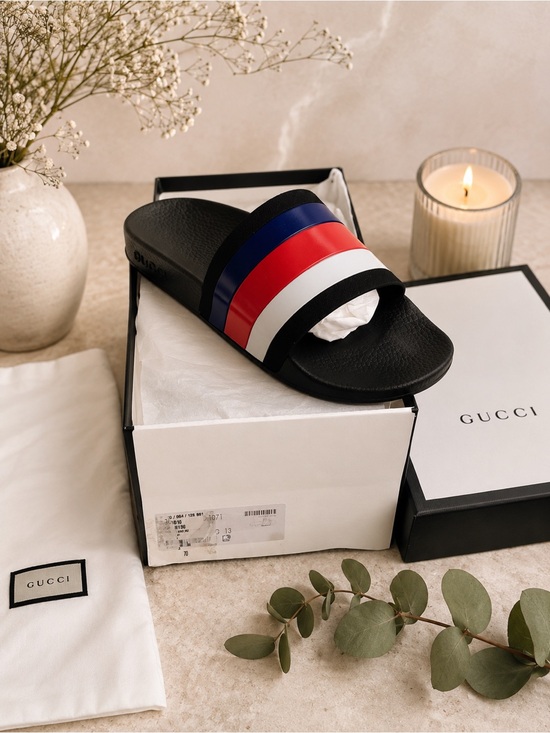 Gucci Other - Men’s Gucci Slides with Blue-Red-White Stripes